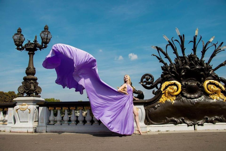 Paris : Private Flying Dress Photoshoot by the Eiffel Tower - Additional Props and Modest Dress Options